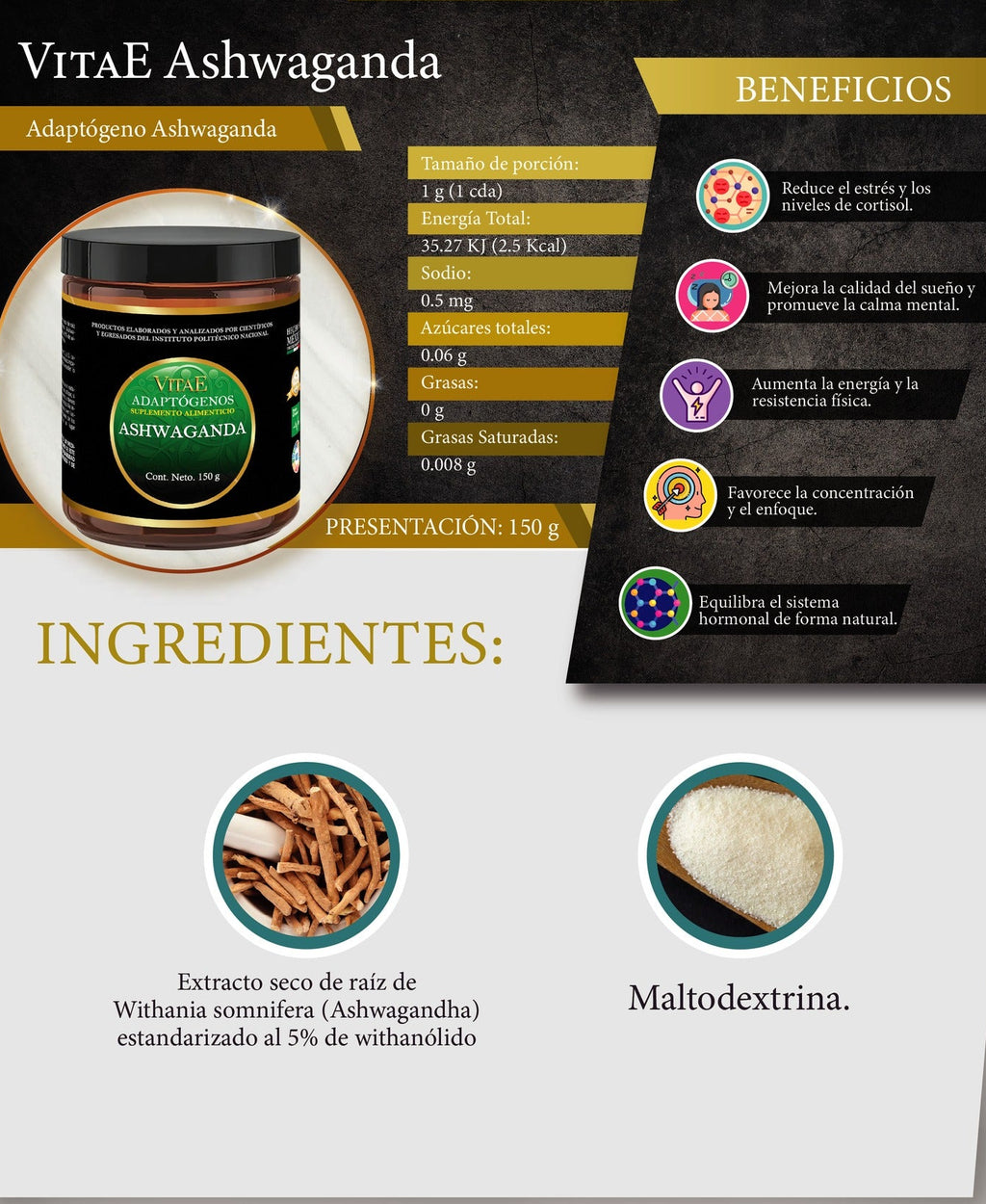 Ashwaganda - Adaptógeno en polvo 150g