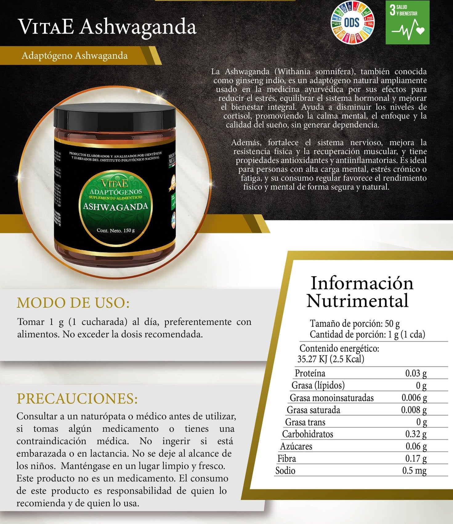 Ashwaganda - Adaptógeno en polvo 150g